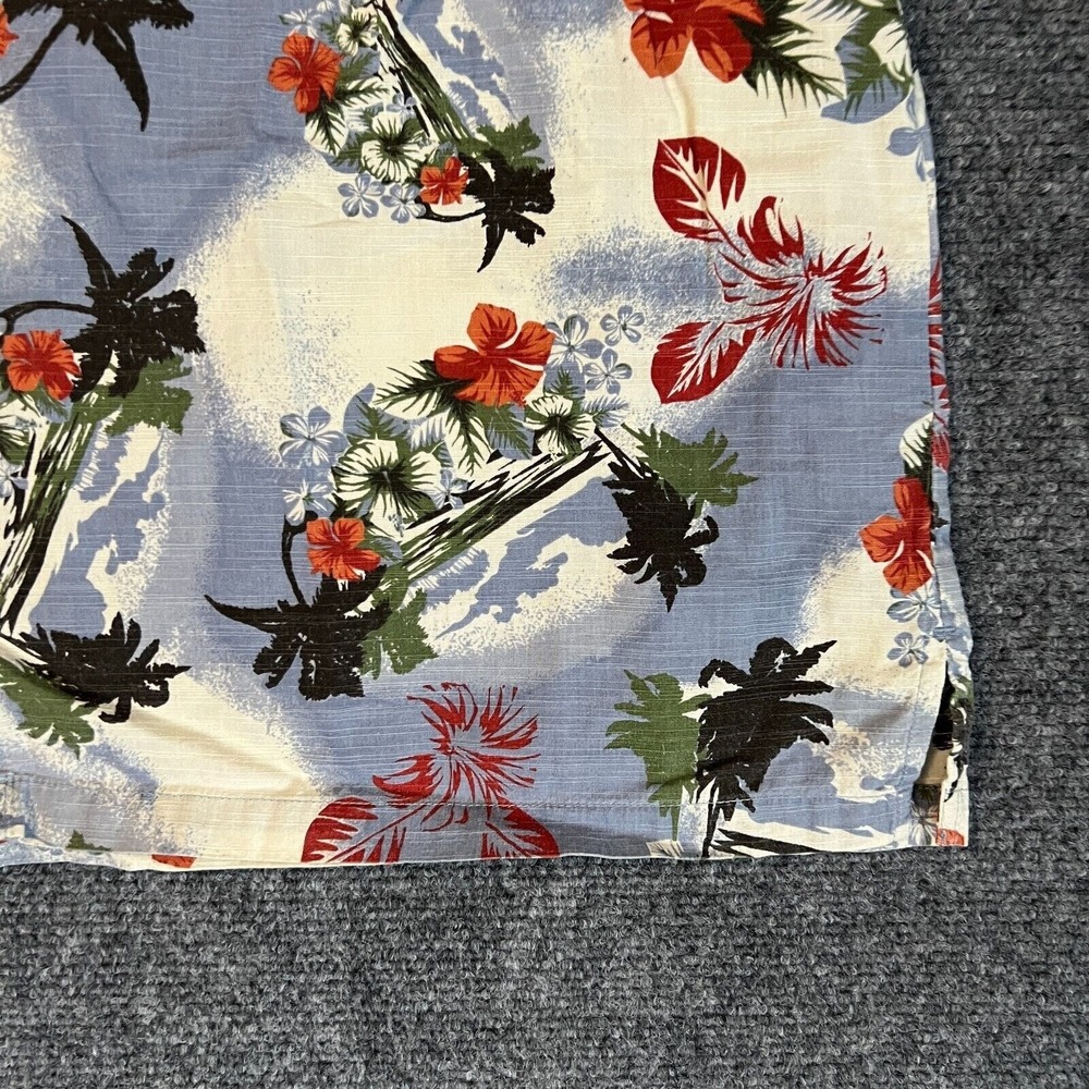 Vintage Columbia Shirt Mens Large All Over‎ Print Floral Hawaiian Style Blue 90s - Picture 4 of 8
